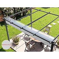 Πέργκολα 3x3m σε γκρι περλέ. με τέντα σε χρώμα πέτρας