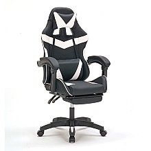 A9937 ΜΑΥΡΟ/ΛΕΥΚΟ PVC ΠΟΛΥΘΡΟΝΑ GAMING/ΜΕ ΥΠΟΠΟΔΙΟ 