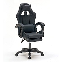 A9937 ΜΑΥΡΟ PVC ΠΟΛΥΘΡΟΝΑ GAMING/ΜΕ ΥΠΟΠΟΔΙΟ 