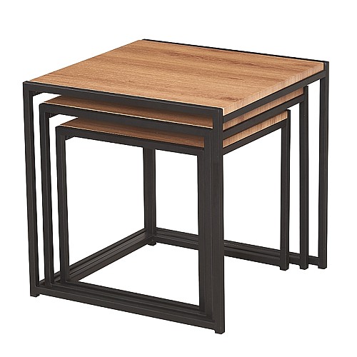 ALBA SET 3 ΤΜΧ ΤΡΑΠΕΖΑΚΙΑ OAK GRAIN,Τραπεζάκια Σαλονιού,Βοηθητικά Τραπέζια