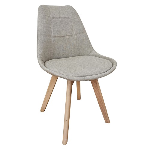 Καρέκλα Τραπεζαρίας Ξύλινη 4τμχ Bianca Beige Ύφασμα 49x53x82εκ.,Έπιπλα εσωτερικού χώρου > Καρέκλες - Πολυθρόνες τραπεζαρίας,Έπιπλα εσωτερικού χώρου
