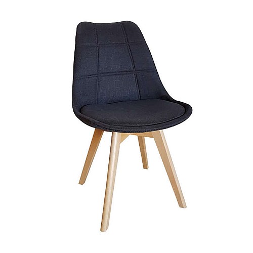 Καρέκλα Τραπεζαρίας Ξύλινη 4τμχ Bianca Black Ύφασμα 49x53x82εκ.,Έπιπλα εσωτερικού χώρου > Καρέκλες - Πολυθρόνες τραπεζαρίας,Έπιπλα εσωτερικού χώρου