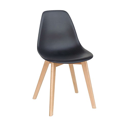 Καρέκλα Τραπεζαρίας Ξύλινη 4τμχ Loft Plus Μαύρο PP 46x53x81εκ.,Έπιπλα εσωτερικού χώρου > Καρέκλες - Πολυθρόνες τραπεζαρίας,Έπιπλα εσωτερικού χώρου