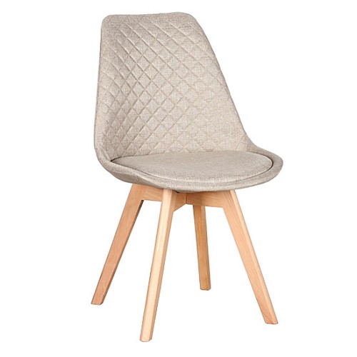 Καρέκλα Τραπεζαρίας Ξύλινη 4τμχ Bianca S Beige Ύφασμα 50x55x83.5εκ.,Έπιπλα εσωτερικού χώρου > Καρέκλες - Πολυθρόνες τραπεζαρίας,Έπιπλα εσωτερικού χώρου