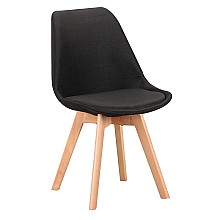 Καρέκλα Τραπεζαρίας Ξύλινη 4τμχ Billy Black Ύφασμα 49x55x47-83εκ. 
