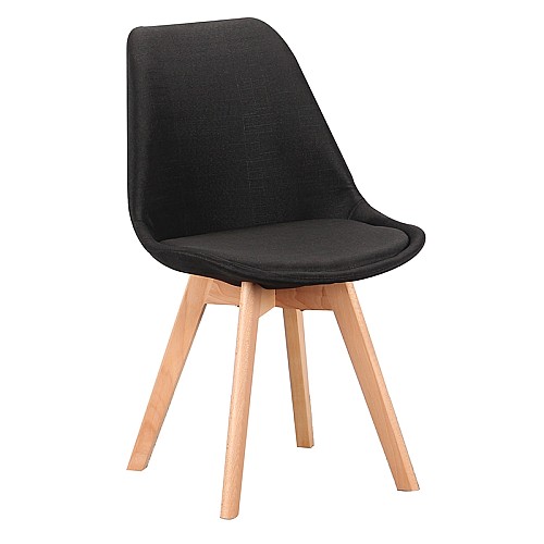 Καρέκλα Τραπεζαρίας Ξύλινη 4τμχ Billy Black Ύφασμα 48x55x82εκ.,Έπιπλα εσωτερικού χώρου > Καρέκλες - Πολυθρόνες τραπεζαρίας,Έπιπλα εσωτερικού χώρου