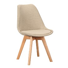 Καρέκλα Τραπεζαρίας Ξύλινη 4τμχ Billy Beige Ύφασμα 49x55x47-83εκ. 