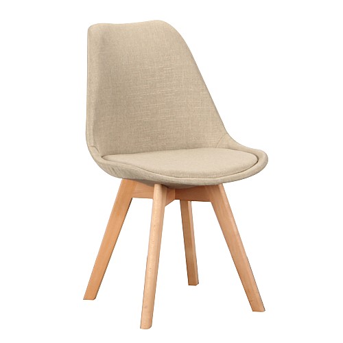 Καρέκλα Τραπεζαρίας Ξύλινη 4τμχ Billy Beige Ύφασμα 48x55x82εκ.,Έπιπλα εσωτερικού χώρου > Καρέκλες - Πολυθρόνες τραπεζαρίας,Έπιπλα εσωτερικού χώρου