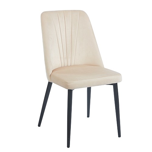 OLIVIA BEIGE VELVET/PU ΚΑΡΕΚΛΑ ΜΕΤΑΛΛΙΚΗ,Έπιπλα εσωτερικού χώρου > Καρέκλες - Πολυθρόνες τραπεζαρίας,Έπιπλα εσωτερικού χώρου
