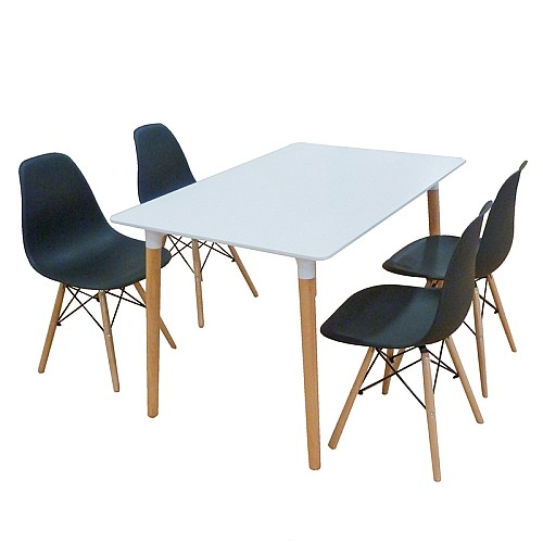 Σετ Τραπεζαρίας Loft Black Randy 5τμχ 120Χ80X72εκ.,Έπιπλα εσωτερικού χώρου > Σετ τραπεζαρίες,Έπιπλα εσωτερικού χώρου
