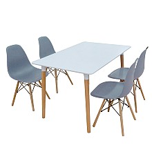 Σετ Τραπεζαρίας Loft Grey Randy 5τμχ 120Χ80X72εκ. 