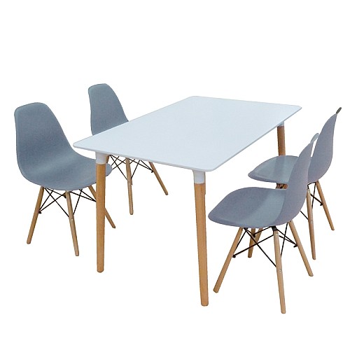 Σετ Τραπεζαρίας Loft Grey Randy 5τμχ 120Χ80X72εκ.,Έπιπλα εσωτερικού χώρου > Σετ τραπεζαρίες,Έπιπλα εσωτερικού χώρου