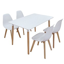 Σετ Τραπεζαρίας Loft Plus White Randy 5τμχ 120Χ80X72εκ. Σετ Τραπεζαρίας Loft Plus White Randy 5τμχ 120Χ80X72εκ.