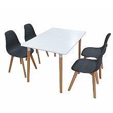 Σετ Τραπεζαρίας Loft Plus Black Randy 5τμχ 120Χ80X72εκ. 