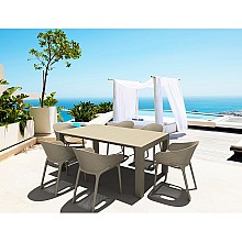 Σετ Τραπεζαρίας 7τμχ Vegas Sky Pro Taupe 100X180/220Χ75εκ.  Σετ Τραπεζαρίας 7τμχ Vegas Sky Pro Taupe 100X180/220Χ75εκ.