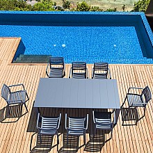 Σετ Τραπεζαρίας 9τμχ Vegas Artemis Dark Grey 100X180/220Χ75εκ.  Σετ Τραπεζαρίας 9τμχ Vegas Artemis Dark Grey 100X180/220Χ75εκ.