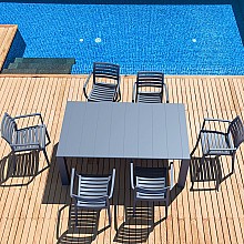 Σετ Τραπεζαρίας 7τμχ Vegas Artemis Dark Grey 100X180/220Χ75εκ.  Σετ Τραπεζαρίας 7τμχ Vegas Artemis Dark Grey 100X180/220Χ75εκ.
