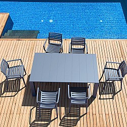 Σετ Τραπεζαρίας 7τμχ Vegas Artemis Dark Grey 100X180/220Χ75εκ. Σετ Τραπεζαρίας 7τμχ Vegas Artemis Dark Grey 100X180/220Χ75εκ.