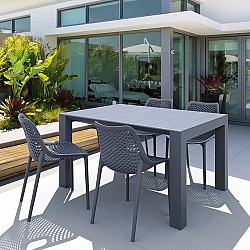 Σετ Τραπεζαρίας 5τμχ Vegas Air Dark Grey 100X100/140Χ75εκ. Σετ Τραπεζαρίας 5τμχ Vegas Air Dark Grey 100X100/140Χ75εκ.