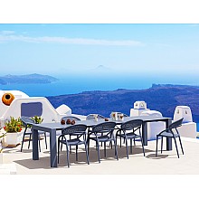 Σετ Τραπεζαρίας 9τμχ Vegas Sunset Dark Grey 100X260/300Χ75εκ.  Σετ Τραπεζαρίας 9τμχ Vegas Sunset Dark Grey 100X260/300Χ75εκ.