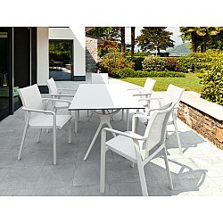 Σετ Τραπεζαρίας 7τμχ Air Pacific White 180X90X74εκ. Σετ Τραπεζαρίας 7τμχ Air Pacific White 180X90X74εκ.