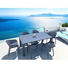 Σετ Τραπεζαρίας 7τμχ Vegas Sky Dark Grey 100X180/220Χ75εκ.  Σετ Τραπεζαρίας 7τμχ Vegas Sky Dark Grey 100X180/220Χ75εκ.