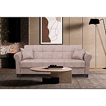 AZUR LIGHT BROWN ΥΦΑΣΜΑ 3ΘΕΣΙΟΣ ΚΑΝΑΠΕΣ/ΚΡΕΒΑΤΙ ΜΕ ΑΠΟΘ.ΧΩΡΟ 210X80εκ. 