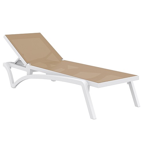 PACIFIC ΞΑΠΛΩΣΤΡΑ WHITE/TAUPE ΠΟΛ/ΝΙΟΥ,Ξαπλώστρες,Έπιπλα κήπου