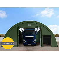 9,15m x 10m x 4,5m - Τοξοτή αποθήκη απο μουσαμά διαστάσεων 9,15m x 10m x 4,5m με μουσαμά βάρους  2300γρ και φεγγίτες